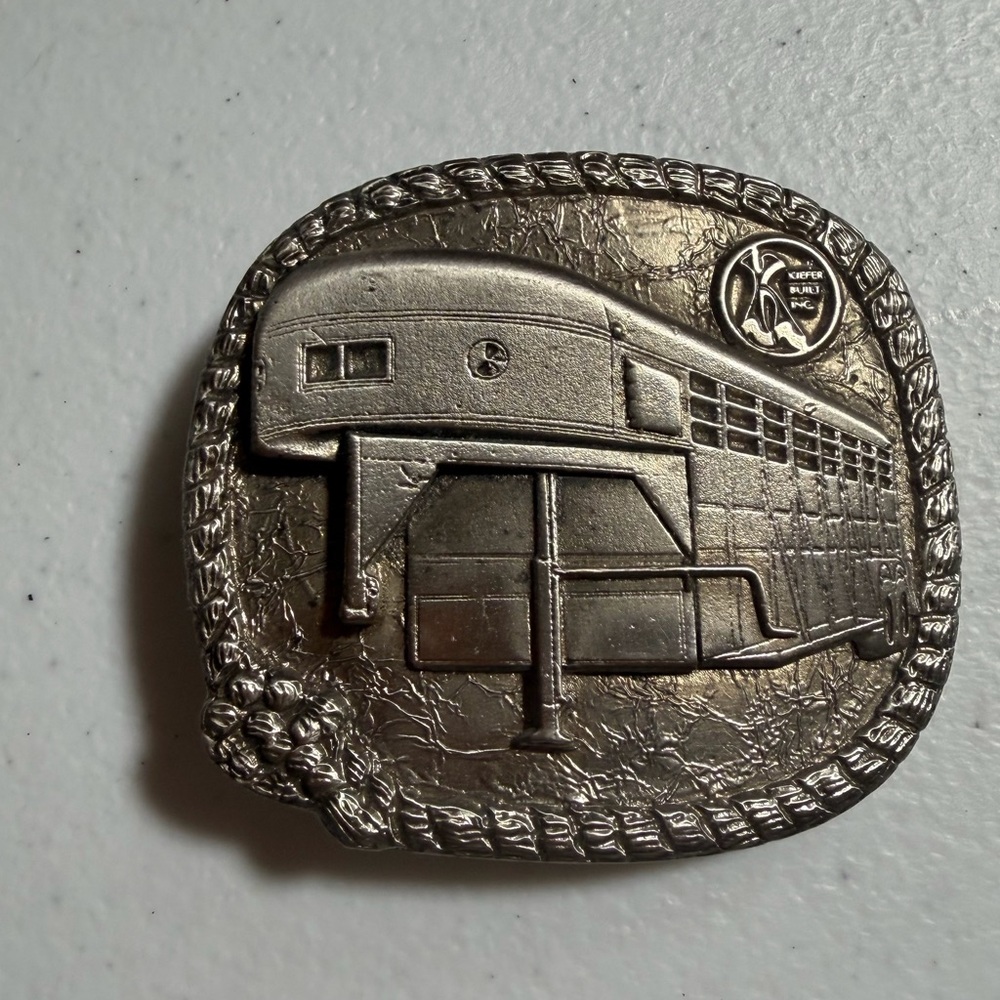 Vintage Kiefer Built Inc. Trailer Belt Buckle - Spec-Cast Rockford IL